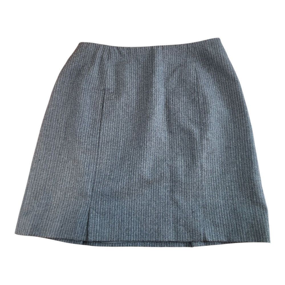 Banana Republic 100% wool pinstripe mini skirt sz 4 lined lightweight charcoal